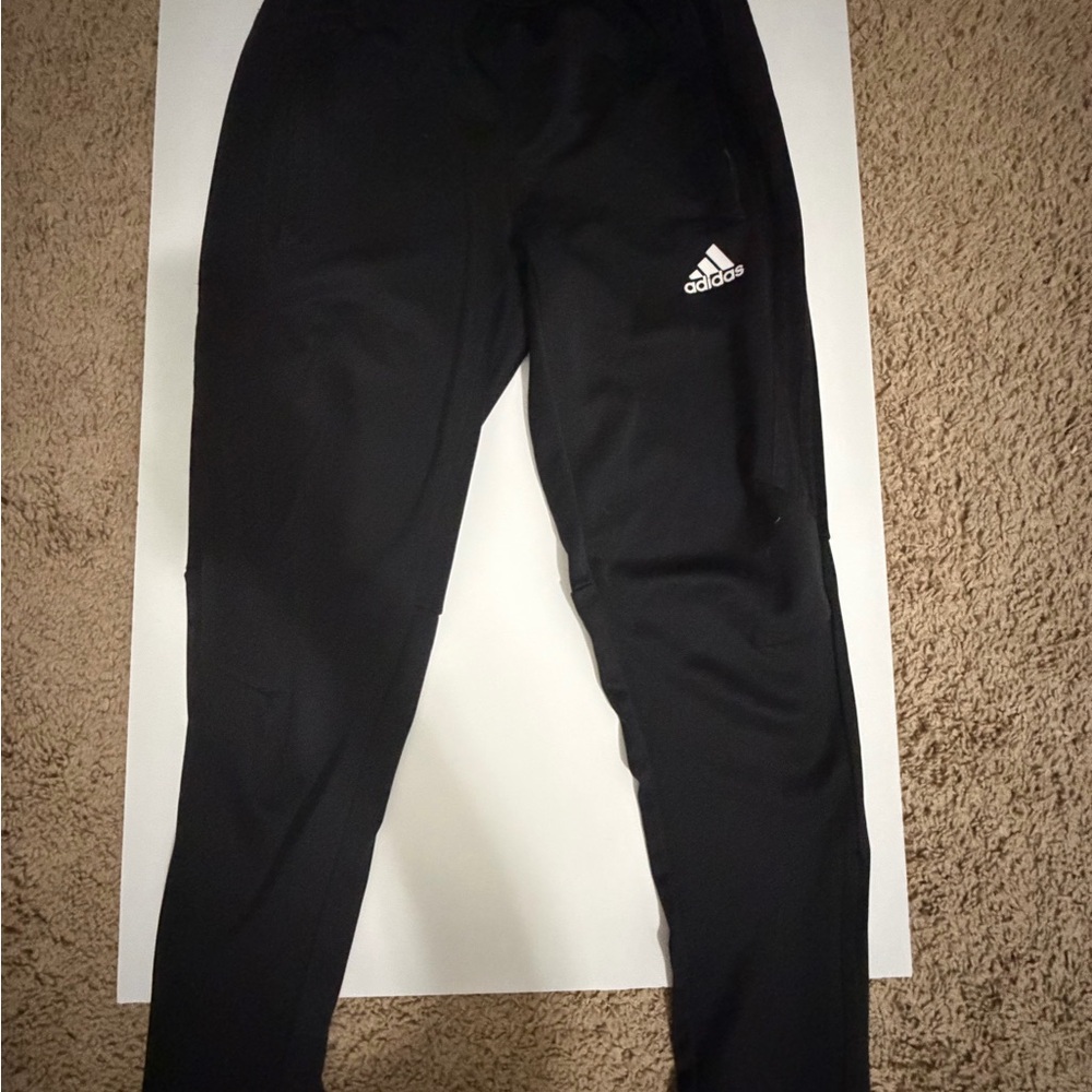 adidas Black Kids Athletic Joggers with White Logo